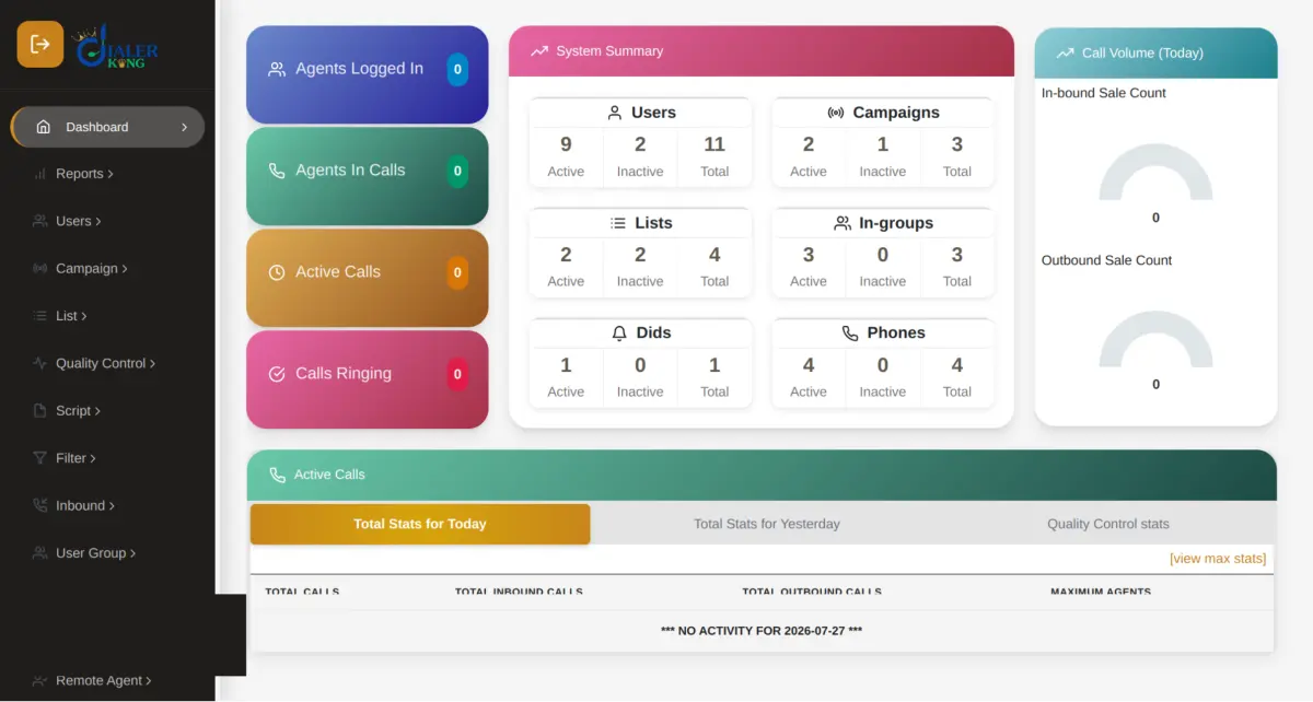 Custom VICIdial Admin Dashboard